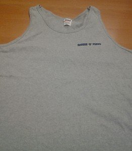 GROUND 'N' POUND gray grey tank top blue lettering mens XL UFC MMA jiu jitsu