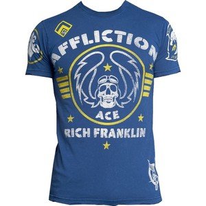 NWT AFFLICTION Rich "Ace" Franklin signature tee shirt navy mens XL UFC MMA