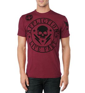 NWT AFFLICTION Divio Shockwave tee shirt red mens XL UFC MMA