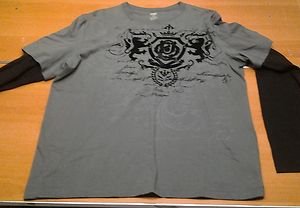 NO BOUNDARIES dark gray/black long sleeve tee shirt mens Large UFC MMA