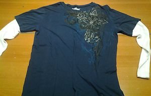 MMA ELITE blue/white long sleeve tee shirt mens XL UFC