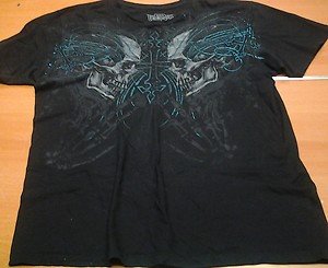 MMA ELITE black/teal tee shirt mens Large UFC