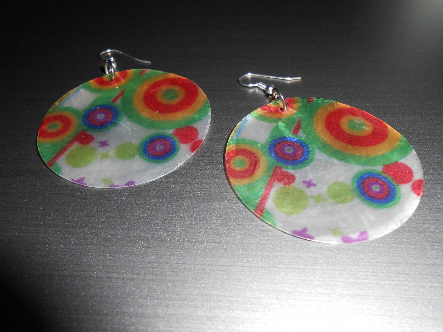 Geometric Colorful Shell Circle Earrings