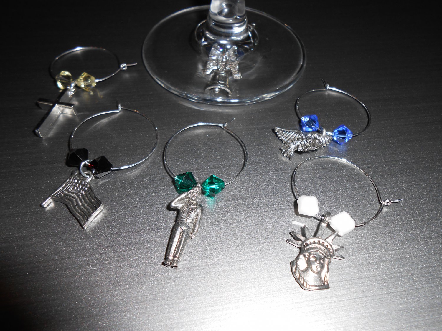 God and Country Wine Glass Charms