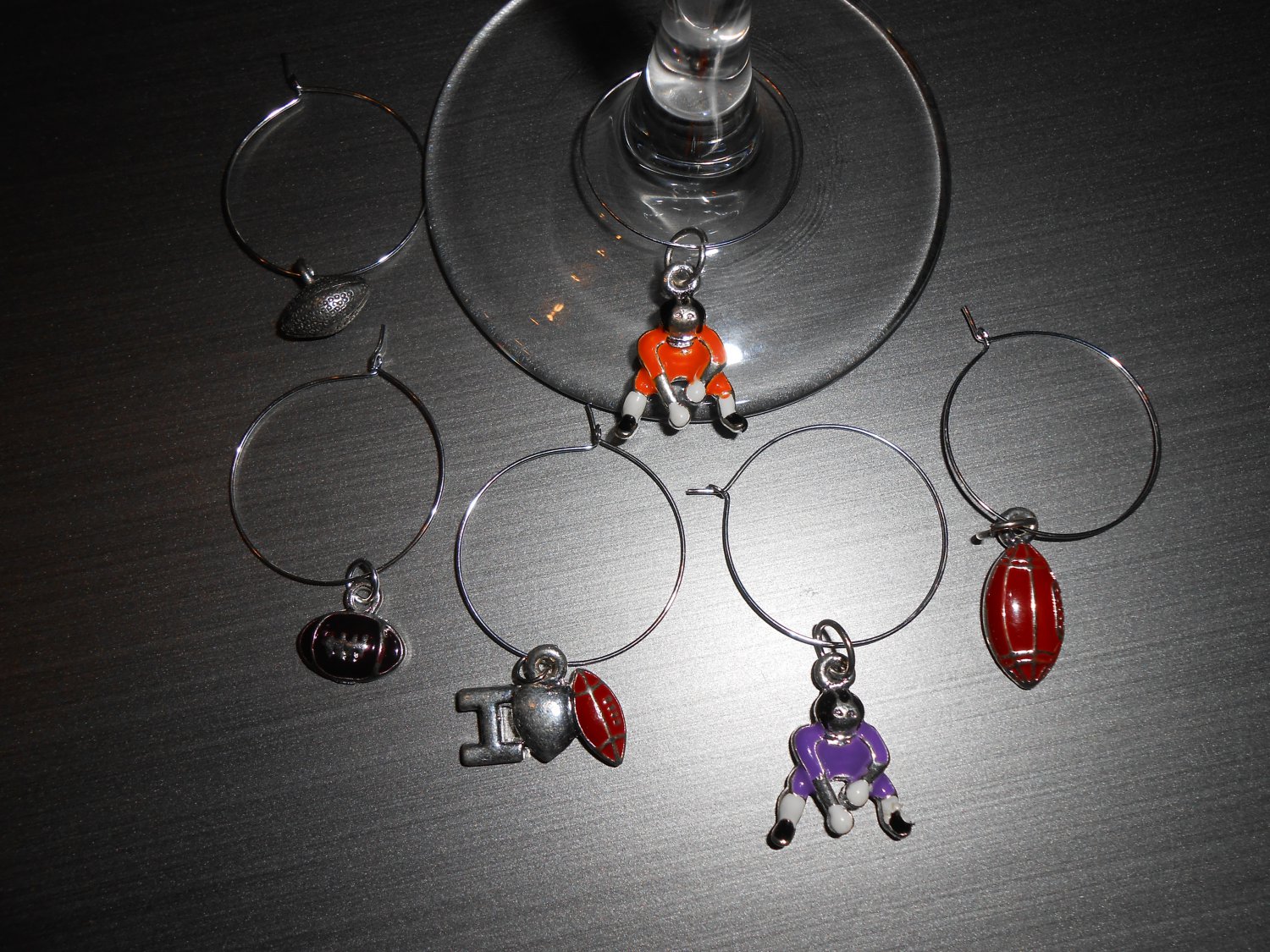 Football Wine Glass charms