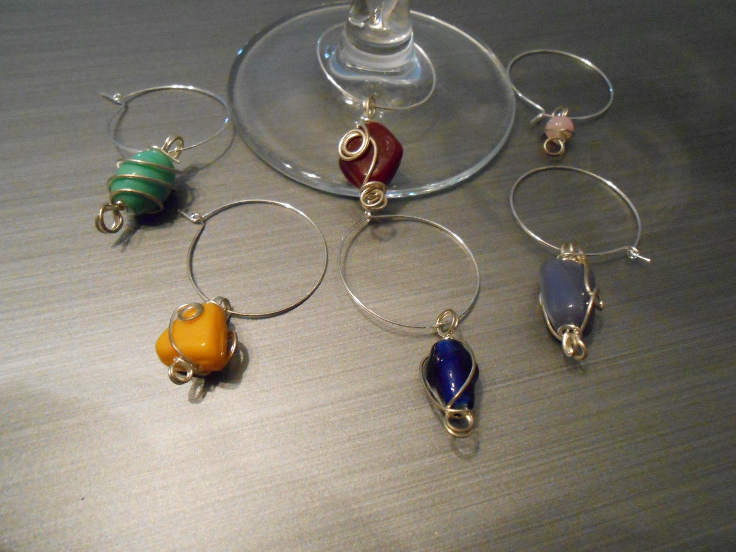 Polished Stones Wine Glass Charms