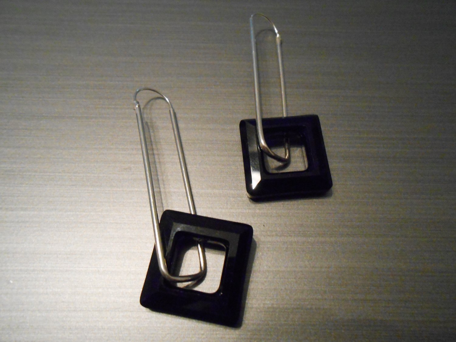 Black Square Drop Earrings