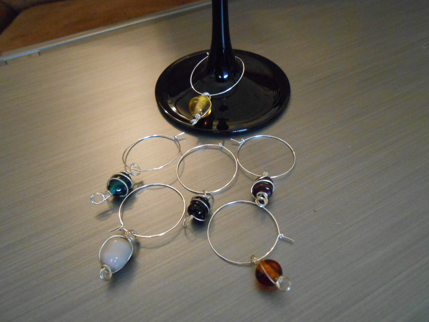 Polished Stone Wine Glass Charms
