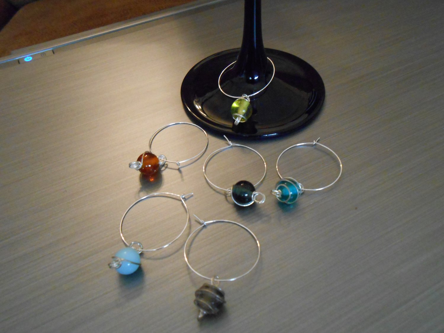 Polished Stone Wine Glass Charms