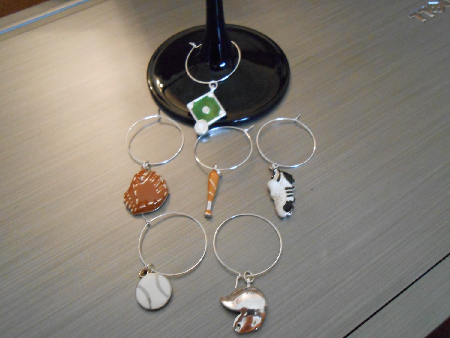Baseball Wine Glass Charm Set