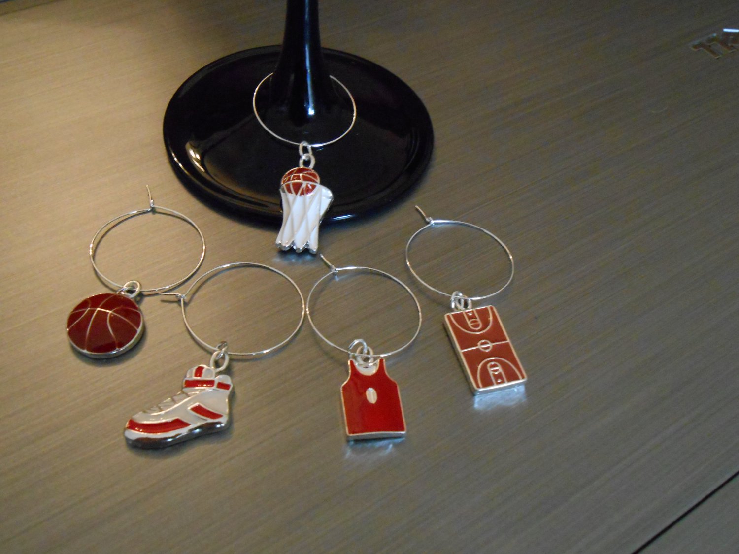 Basketball Wine Glass Charm Set