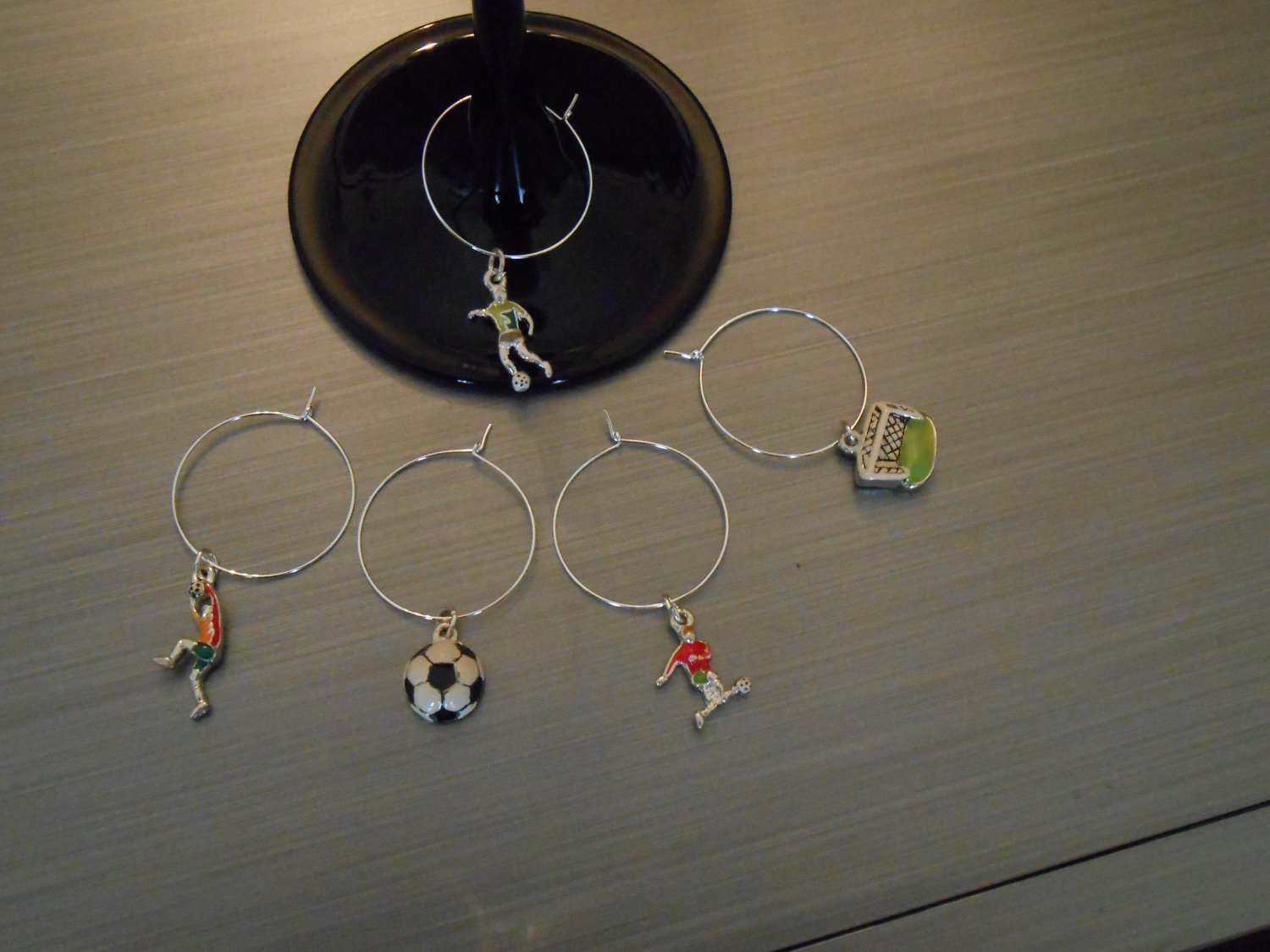 Soccer Wine Glass Charm Set