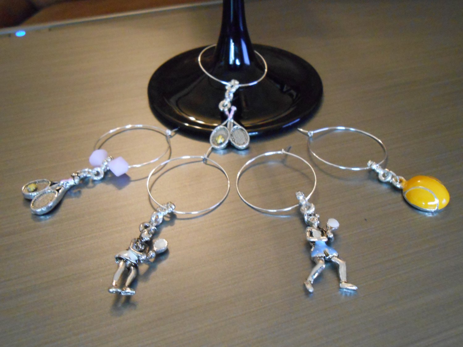 Tennis Wine Glass Charm Set