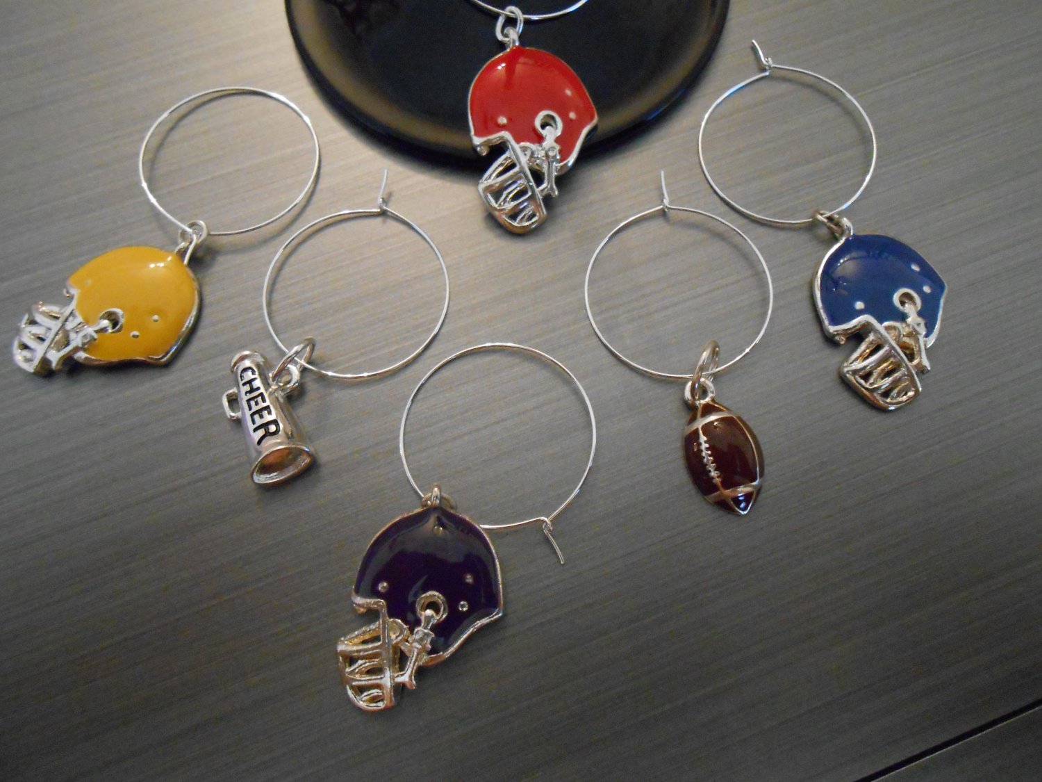 Football Wine Glass Charm Set