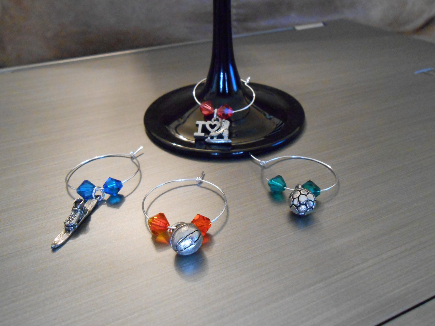 Various Sports Wine Glass Charm Set