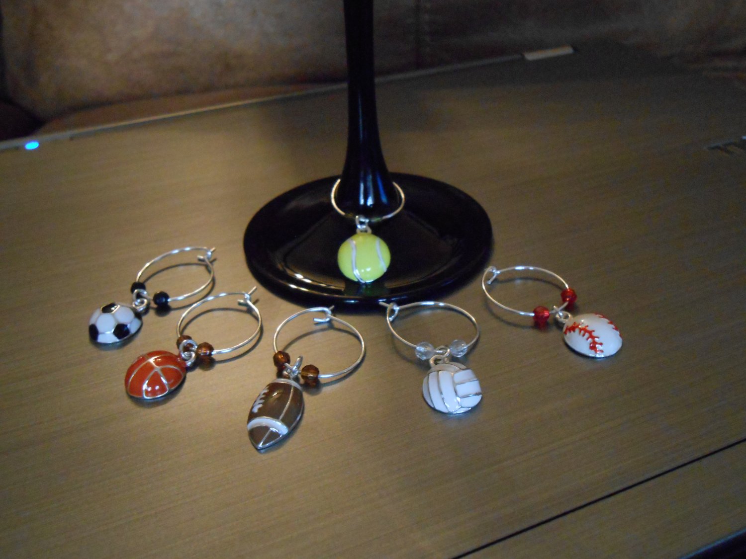 Various Sports Wine Glass Charm Set