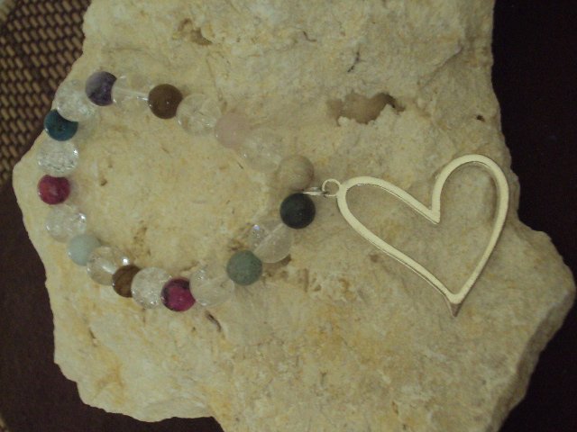 Colored Charm Bracelet with Heart
