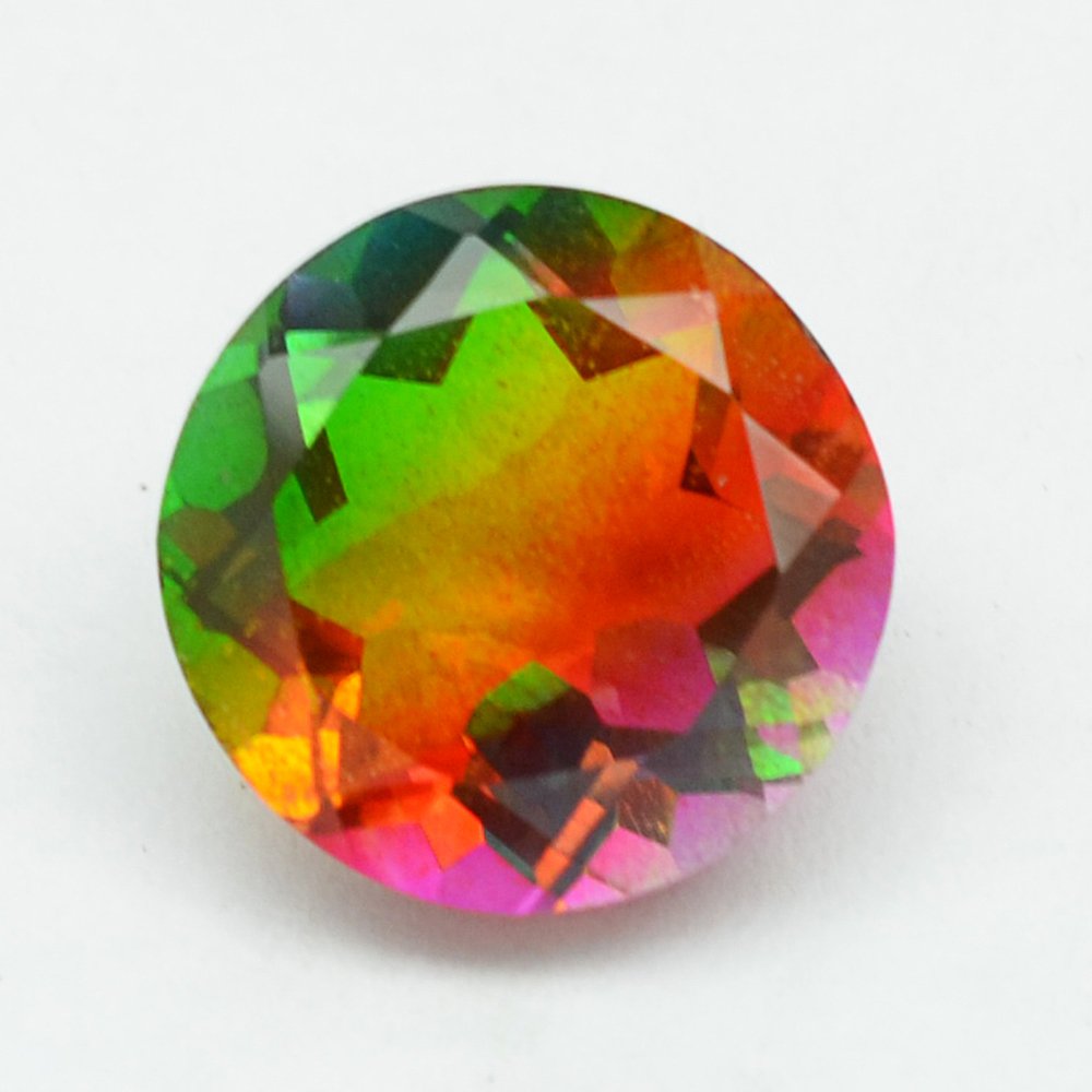 Certified Quartz Doublets try-Color AAA Quality 15 mm Faceted Round 1 pc