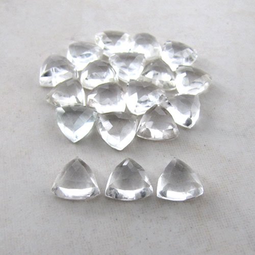Certified Natural White topaz AAA Quality 8 mm Faceted Trillion 5 pcs Lot