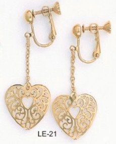 Heart Filigree Gold Layered Earrings LE-21