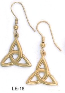 Celtic Triquetra Dangle Earrings Gold Or RhodiumLayered LE-18