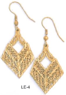 Filigree Vintage Earrings Gold Or Rhodium Layered LE-4
