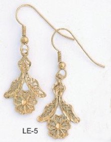 Victorian Flower Earrings Gold Or Rhodium Layered LE-5