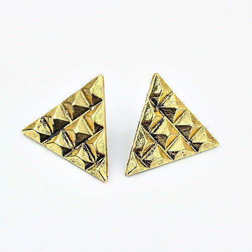 Vintage Style Triangle Stud Earrings (Bronze)