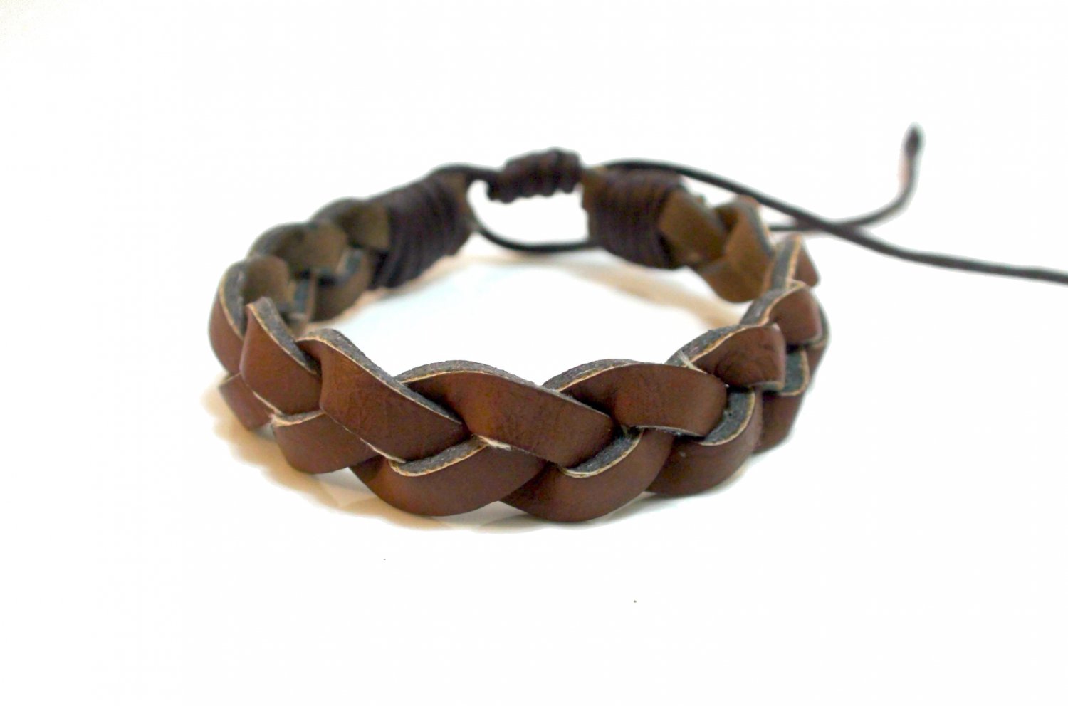 Fashion Twist Weave Leather Bracelet (Brown)