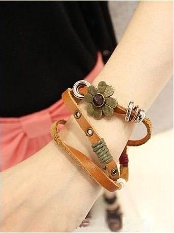 Floral Leather Bracelet