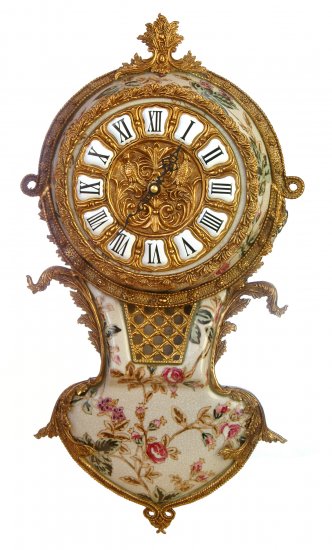 PORCELAIN WALL CLOCK ANTIQUE STYLE CRACKLED PORCELAIN WITH BRASS & BRONZE