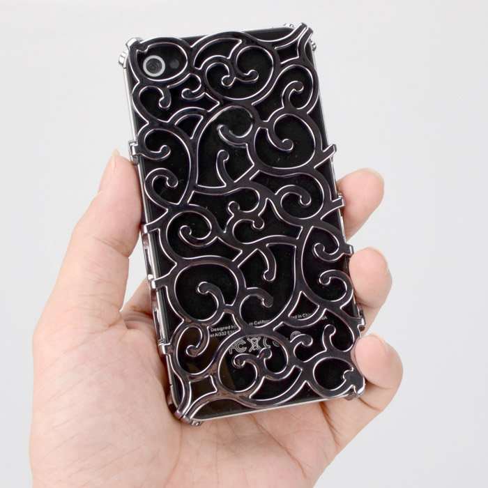 Phone (GREY) Case for iPhone 4/4s elastic flower plating hard plastic