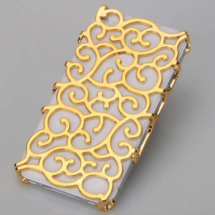 (GOLD) Phone Case for iPhone 4/4s elastic flower plating hard plastic