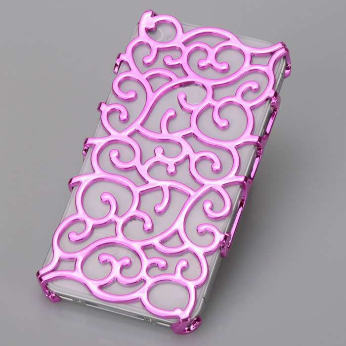 (PURPLE) Phone Case for iPhone 4/4s elastic flower plating hard plastic