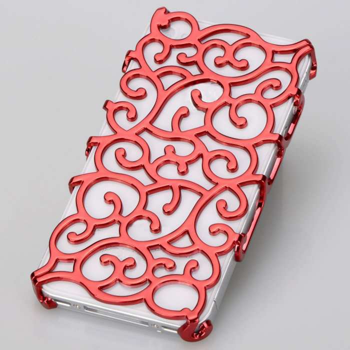 (RED) Phone Case for iPhone 4/4s elastic flower plating hard plastic