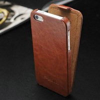 Luxury Retro PU Leather iPhone 5 Case Cover (BROWN)