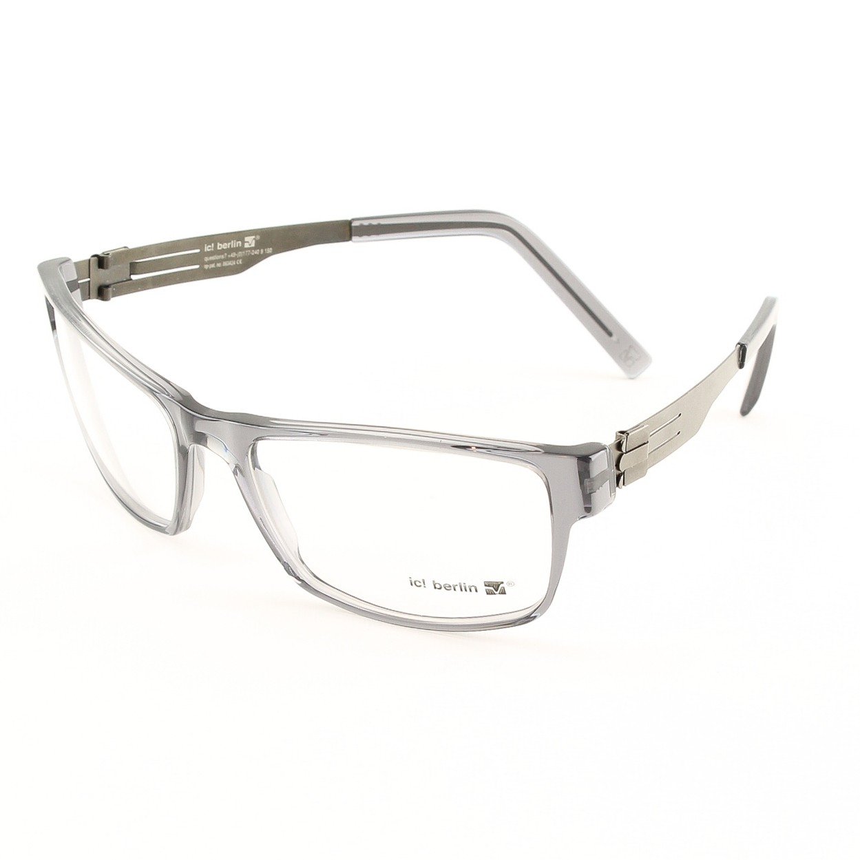 ic! Berlin Wissam Eyeglasses Col. crystal grey with Clear Lenses