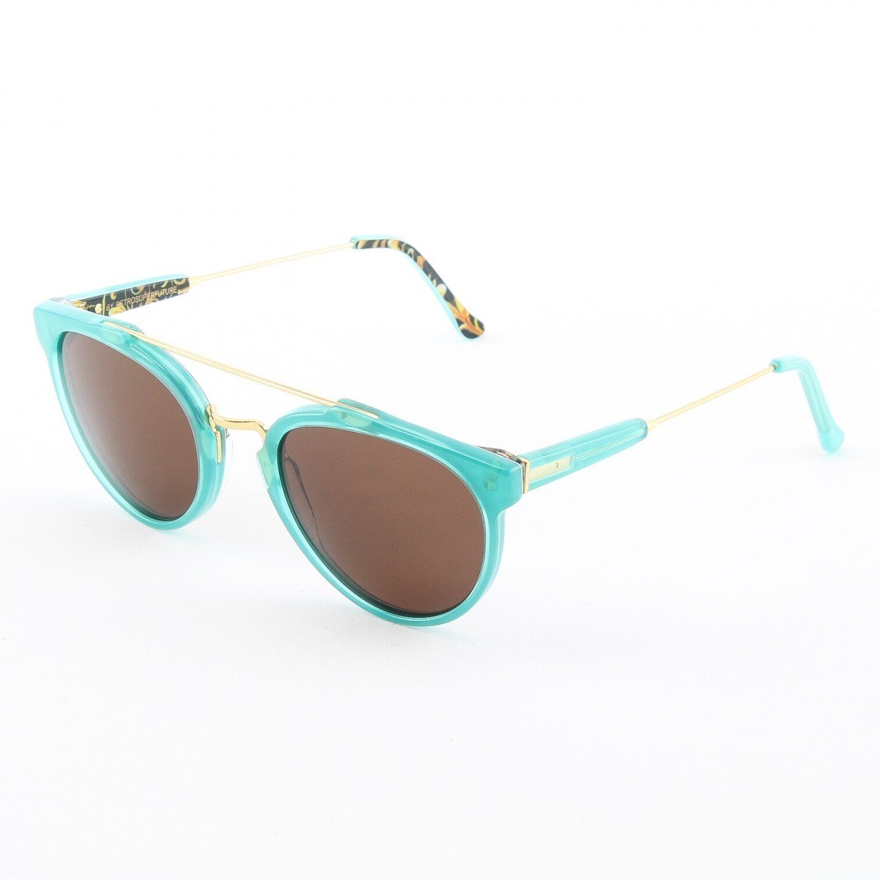 Super Giaguaro Relic 935/3A Sunglasses Maiolica Torquoise Gold Floral Pattern by RETROSUPERFUTURE