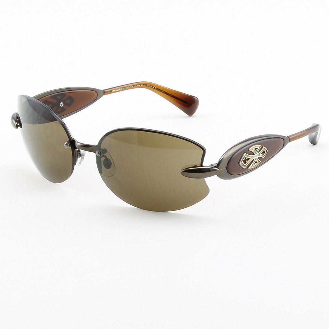 Loree Rodkin Carrie Sunglasses Bronze w/ Brown Lenses, Sterling Silver and Swarovski Crystals