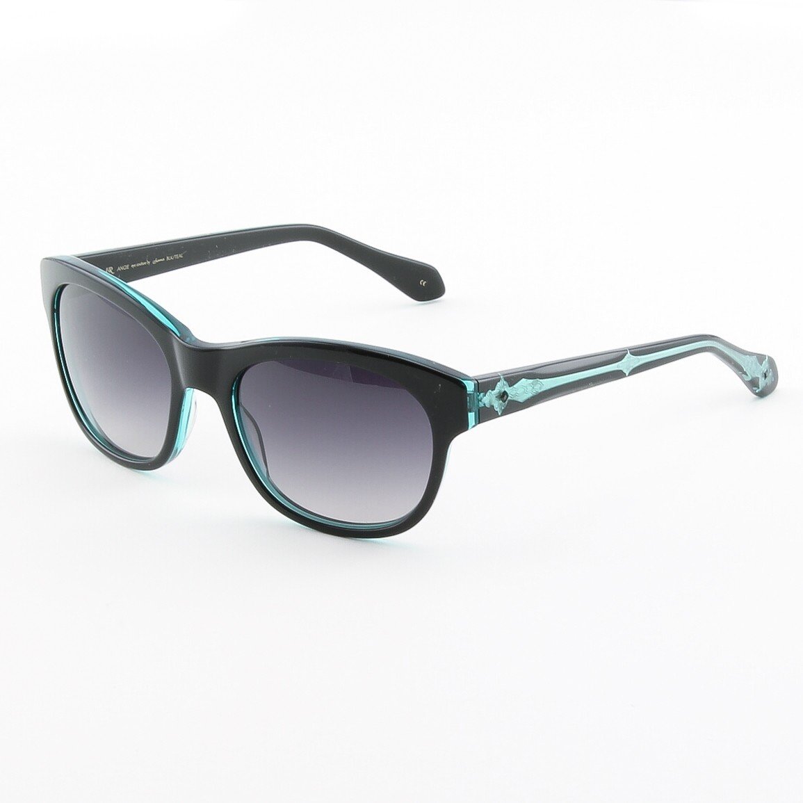 Loree Rodkin Angie Sunglasses Black and Teal w/ Rose Gradient Lenses and Swarovski Crystals