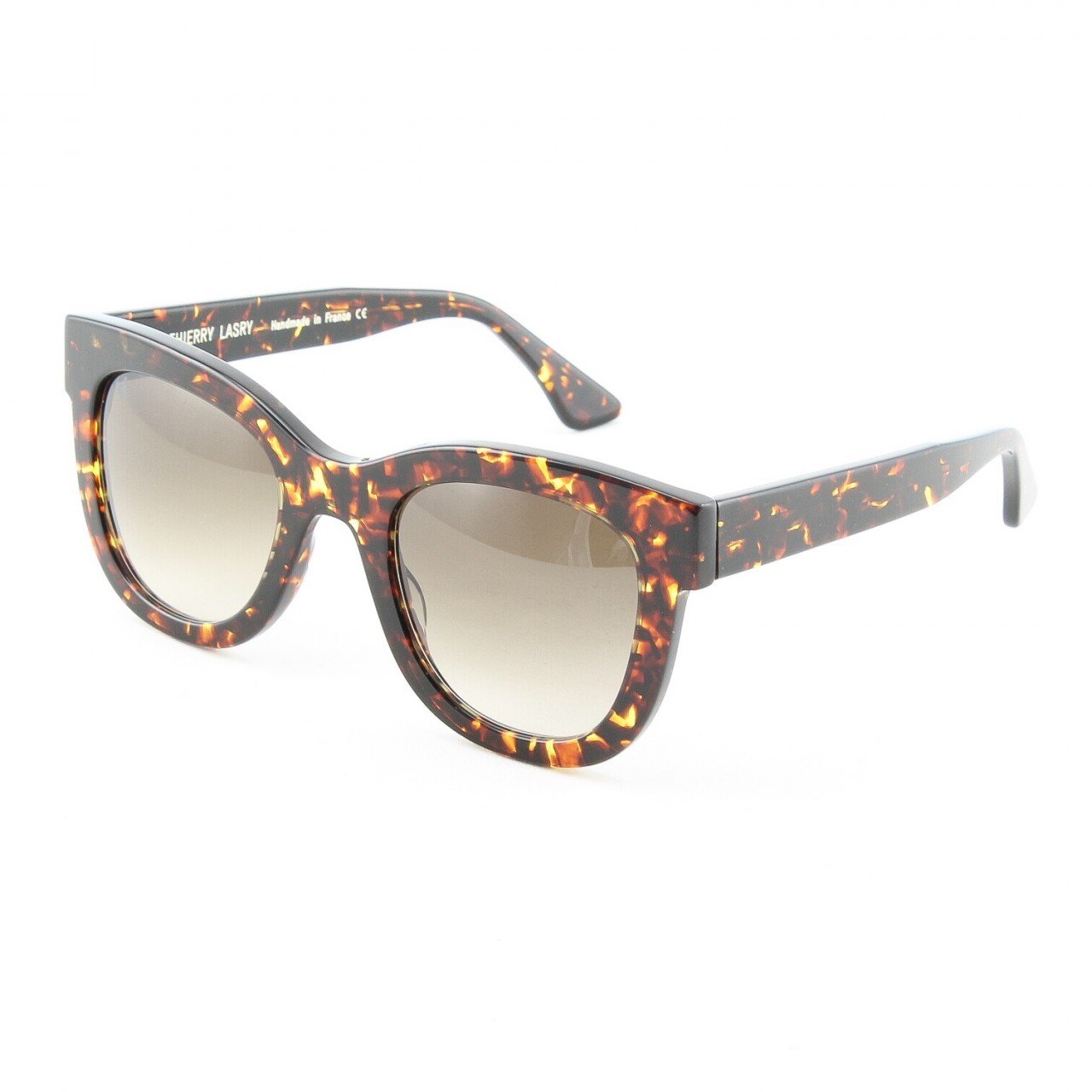 Thierry Lasry Obsessy Sunglasses 420 Brown Gold Marble Frame Grey Gradient Lens