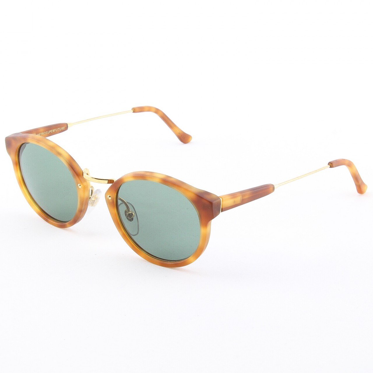 Super Panama BHM 474/2T Sunglasses by RETROSUPERFUTURE Color Brown Havana with Green Zeiss Lenses