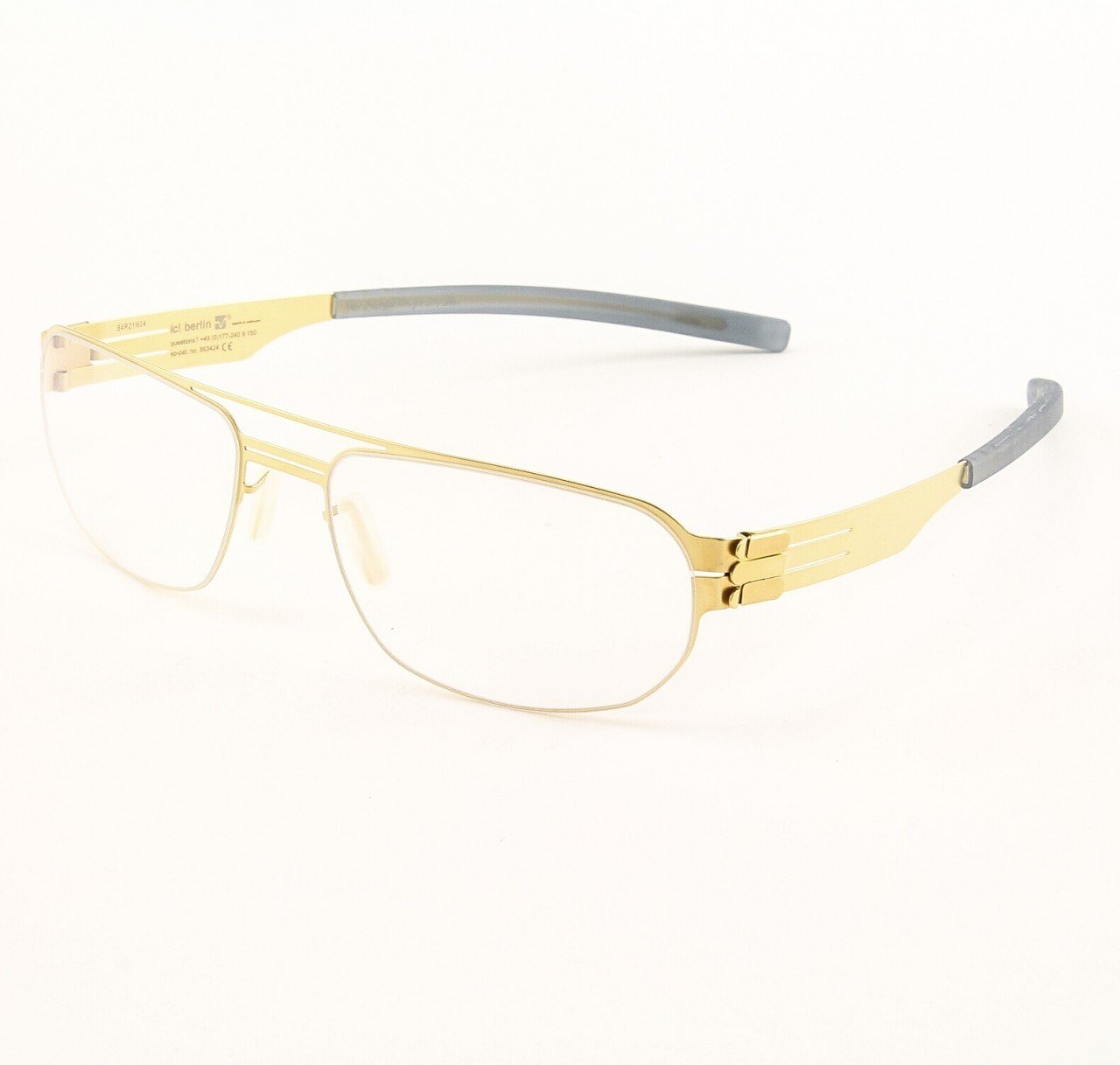 ic! Berlin Oleg P. Eyeglasses Col. matt Gold with Clear Lenses