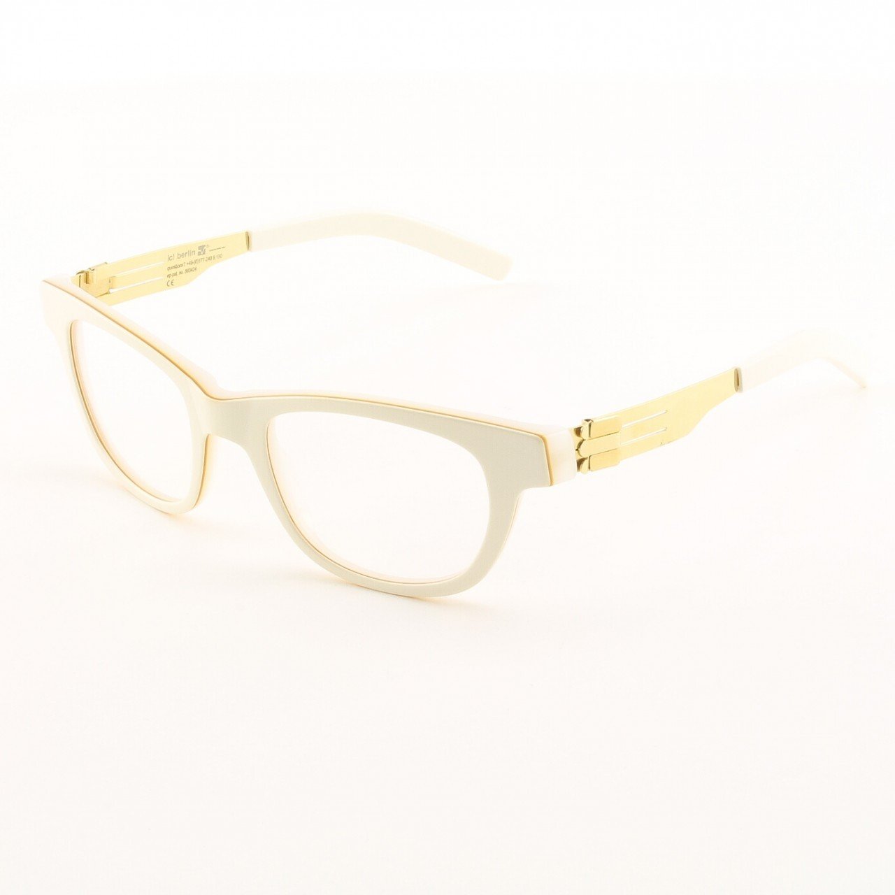 ic! Berlin Claudia S. Eyeglasses Col. Ivory / Gold Trim with Clear Lenses