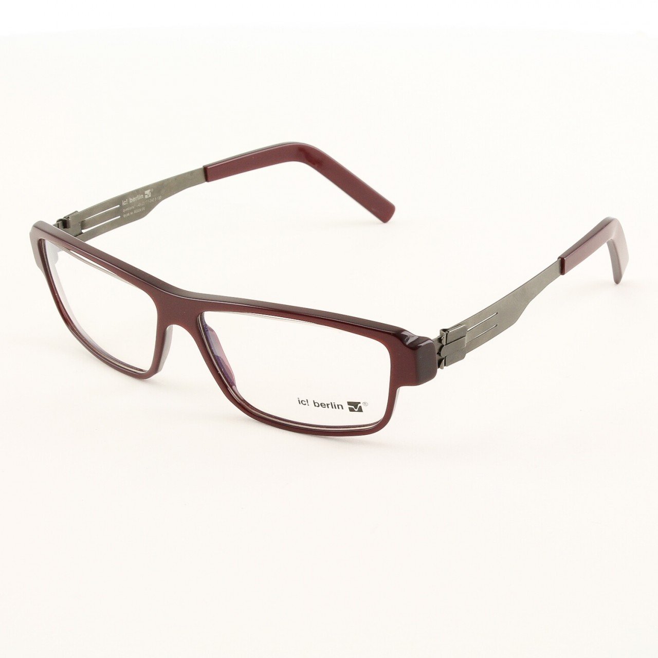ic! Berlin Haytham Eyeglasses Col. Cherry with Clear Lenses