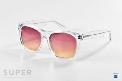 RETROSUPERFUTURE Classic Transparent Black w/ Pink Lenses 206 SUPER SUNGLASSES