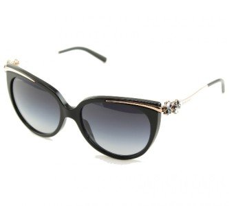 BULGARI BV8089K 51953C Black & 24KT Gold Plated Sunglasses with Polarized Grey Gradient Lenses 54mm