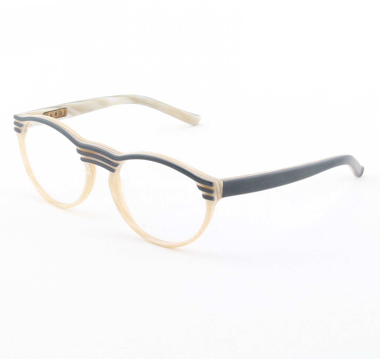 Marni MA688 Eyeglasses Col. 02 Marbelized Cream Frame with Slate Gray Accents and Clear Lenses