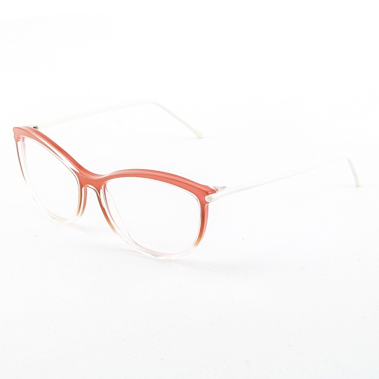 Marni MA677S Eyeglasses Col. 01 Crystal Salmon with White Enamel Temples and Clear Lenses