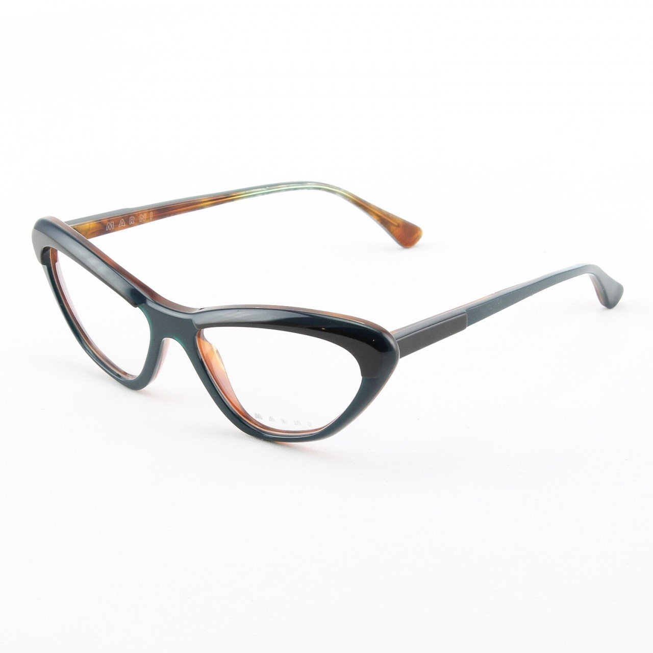 Marni MA675S Eyeglasses Col. 07 Two-tone Black and Teal Frame with Clear Lenses